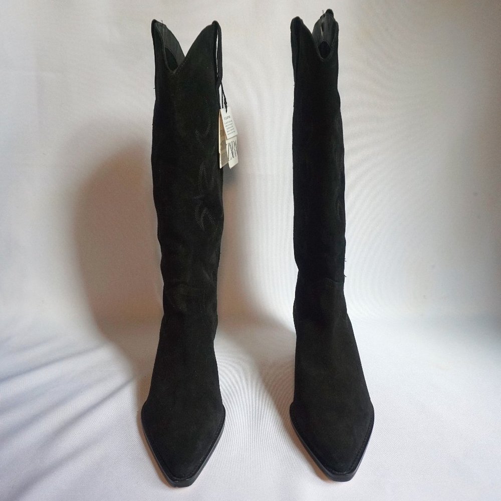 Zara Leather Cowboy Boots